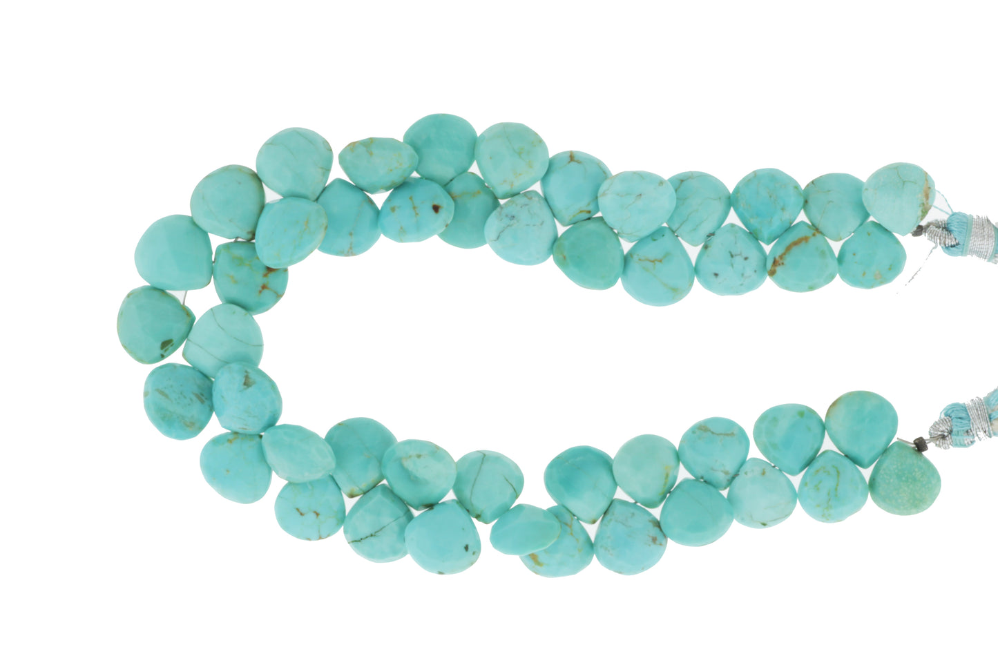 Natural Blue Turquoise 10mm Faceted Heart Shaped Briolettes
