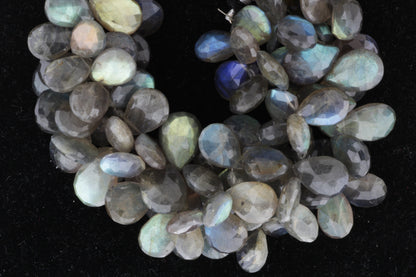 Blue Labradorite 16x11mm Faceted Pear Shaped Briolettes