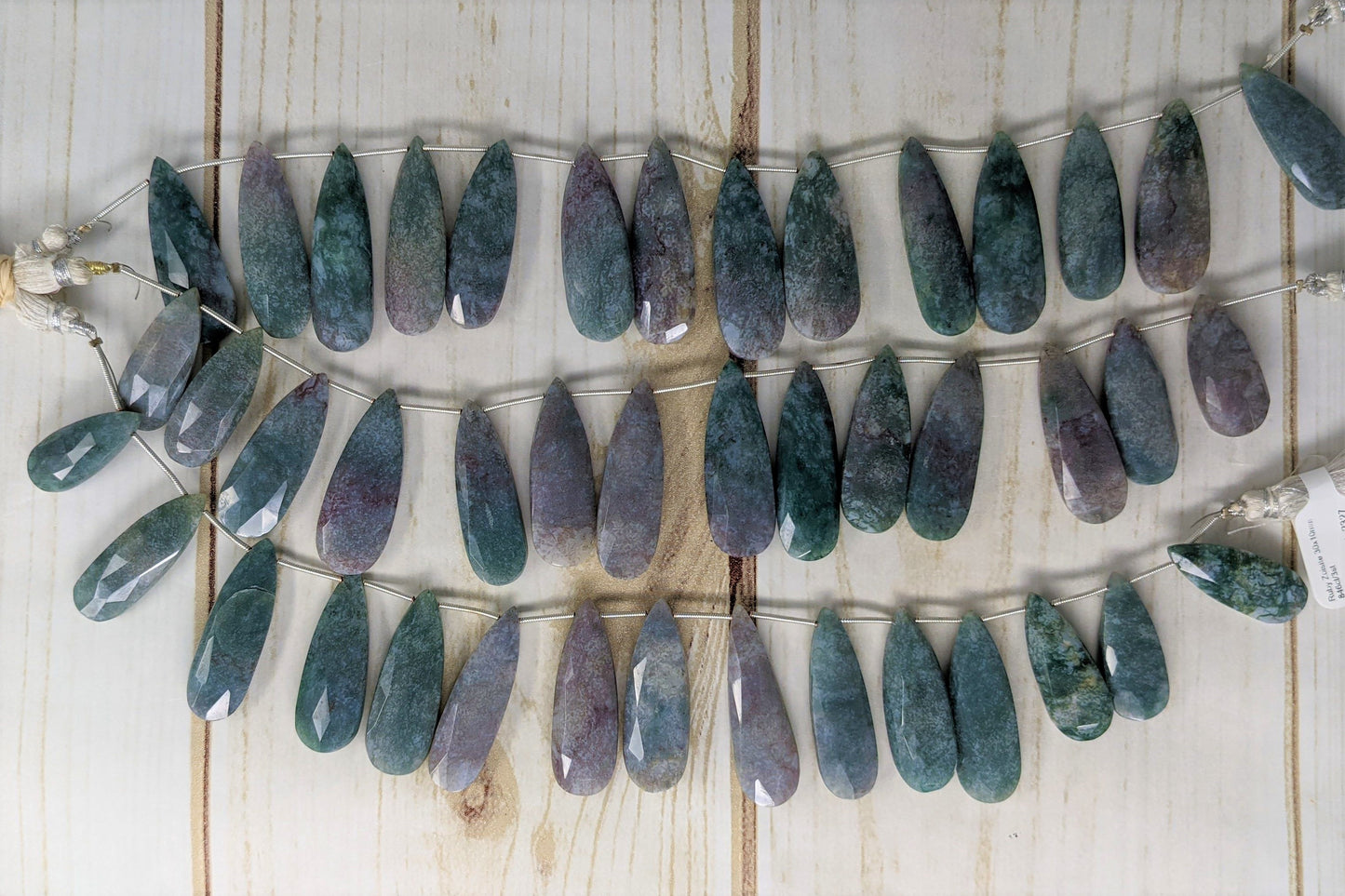 Green and Red Ruby Zoisite 30x10mm Faceted Pear Shaped Briolettes