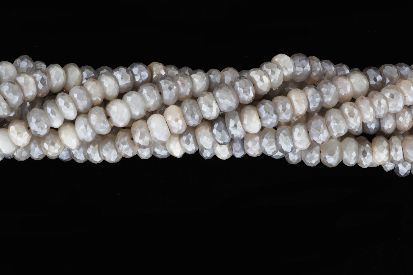 Coated Gray Moonstone 8mm Faceted Rondelles