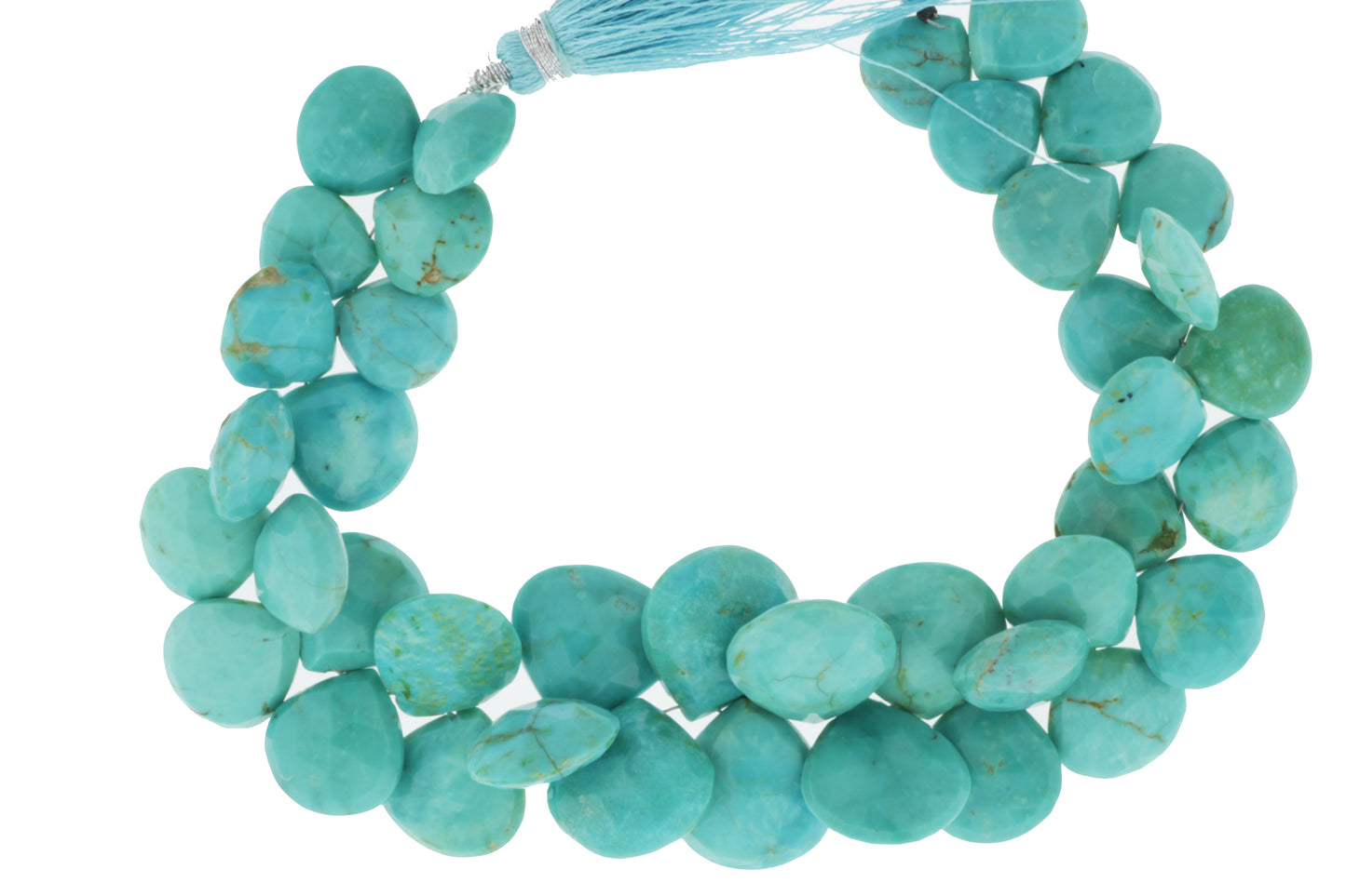Natural Blue-Green Turquoise 11mm Faceted Heart Shaped Briolettes