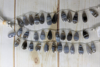 Botswana Agate 22x10mm Faceted Pear Shaped Briolettes