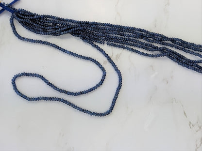 Navy Blue Sapphire 2.5mm Smooth Rondelles