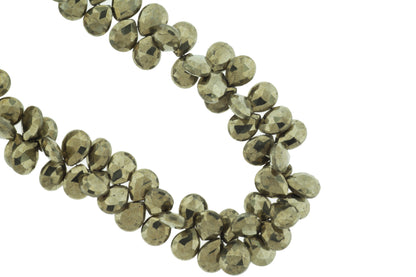 Natural Pyrite 11x9mm Faceted Pear Shaped Briolettes