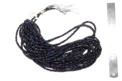 Black Ethiopian Opal 4mm Smooth Rondelles