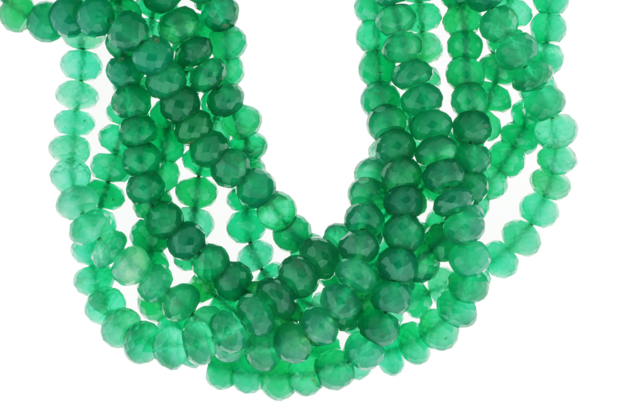 Green Onyx 9mm Faceted Rondelles