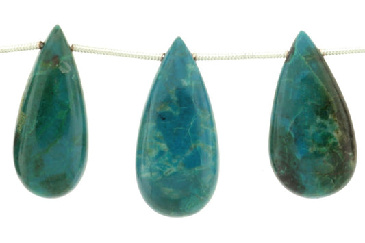 Blue Green Chrysocolla 22x12mm Smooth Pear Shaped Briolettes