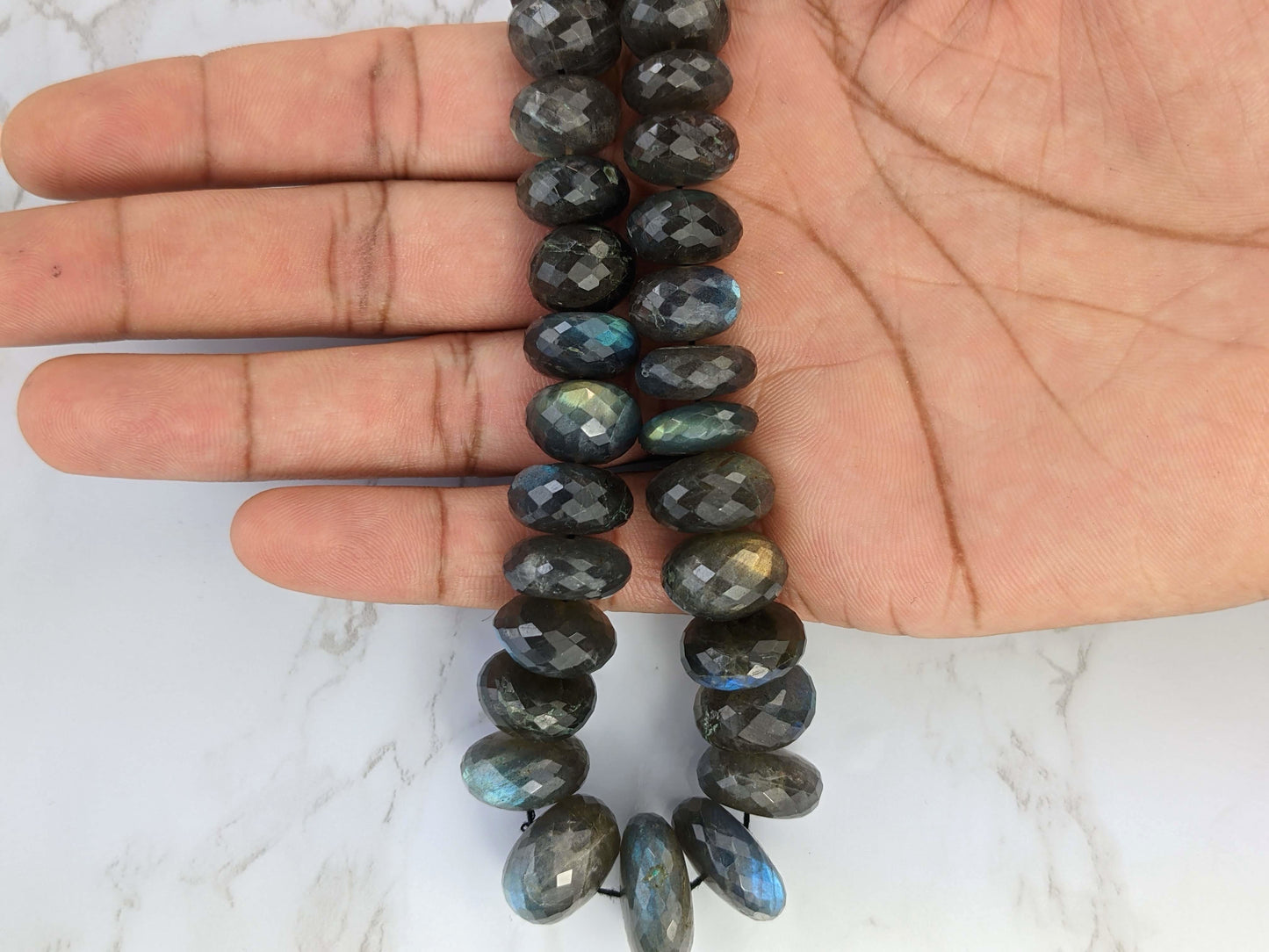 AA Blue Labradorite 14mm Faceted Rondelles