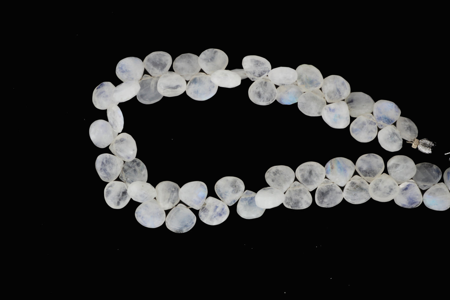 Blue Rainbow Moonstone 9mm Faceted Heart Shaped Briolettes