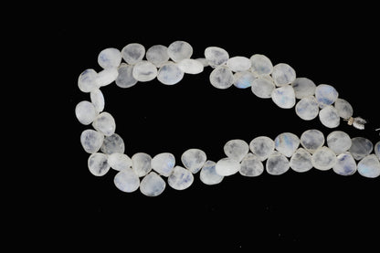 Blue Rainbow Moonstone 9mm Faceted Heart Shaped Briolettes