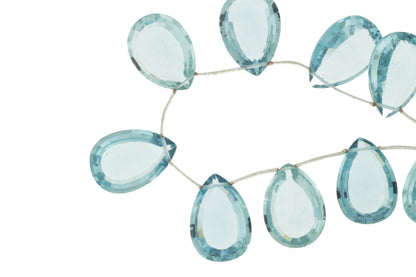 Aqua Blue Hydro Quartz 25x18mm Faceted Pear Shaped Briolettes