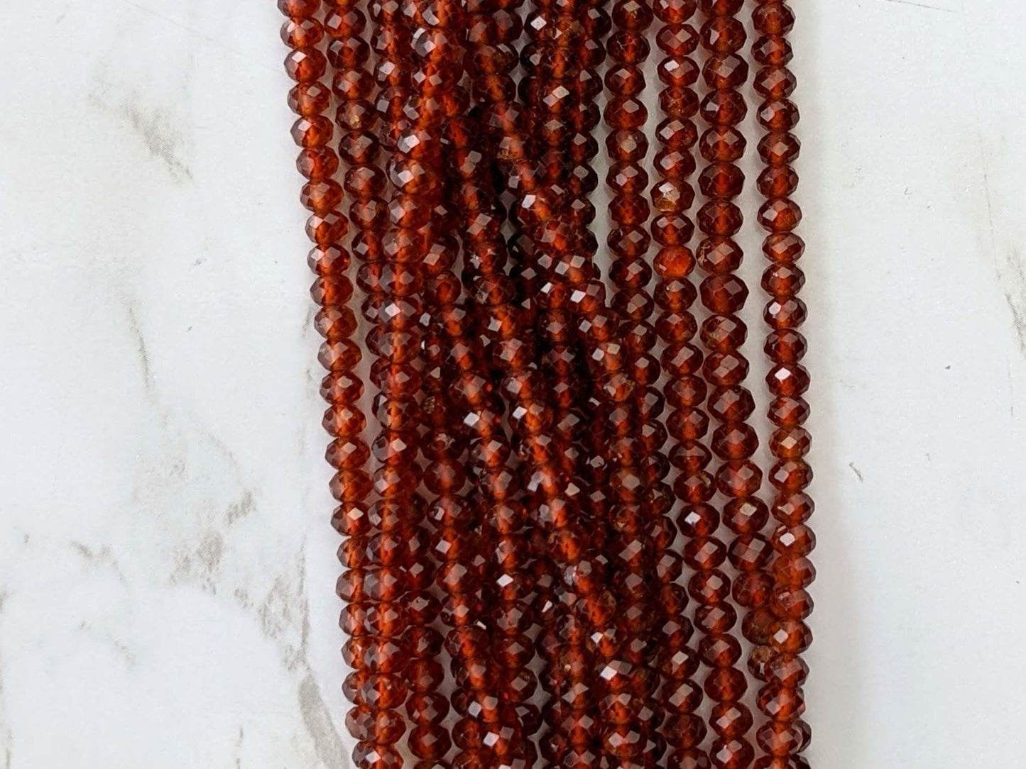 Orange Red Garnet 4mm Faceted Rondelles