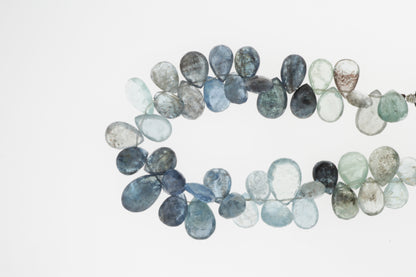 Blue Moss Aquamarine 11x8mm Faceted Pear Shaped Briolettes