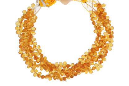 Dark Yellow Citrine 5x3mm Faceted Teardrop Briolettes
