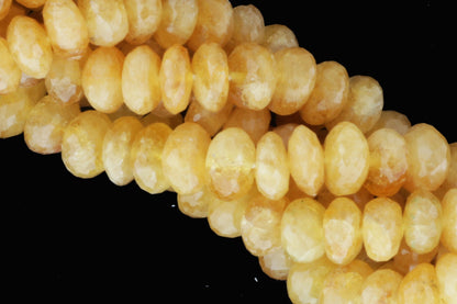 Yellow Heliodor 8mm Faceted Rondelles