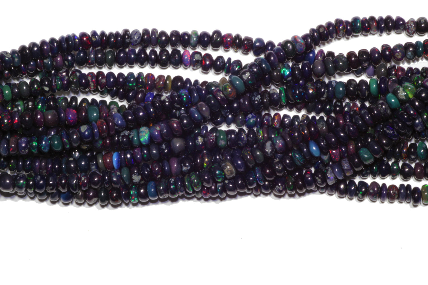 Black Ethiopian Opal 6mm Smooth Rondelles