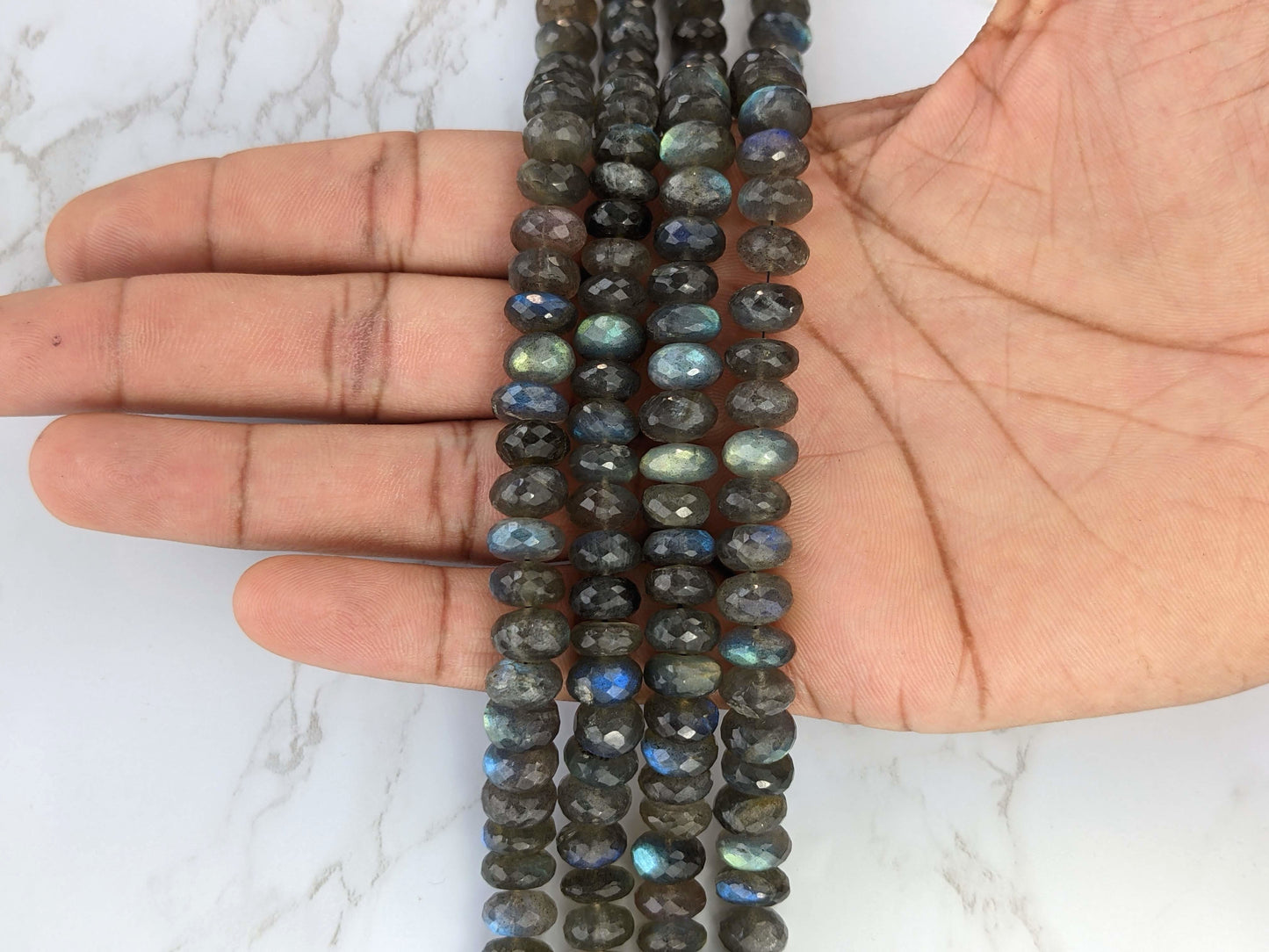 Blue Labradorite 10mm Faceted Rondelles