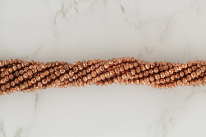 Rose Gold Plated Pyrite 3.5mm Faceted Rondelles