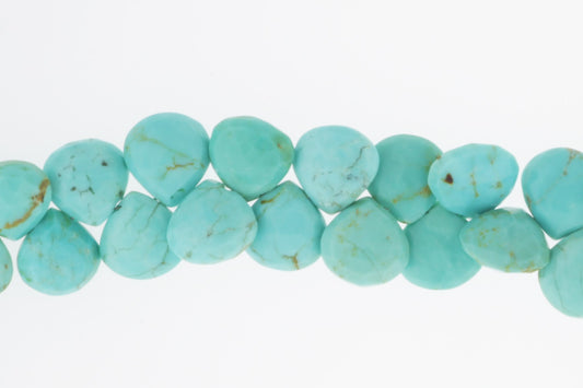 Natural Blue Turquoise 10mm Faceted Heart Shaped Briolettes