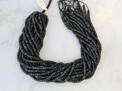 Black Ethiopian Opal 4.5mm Faceted Rondelles