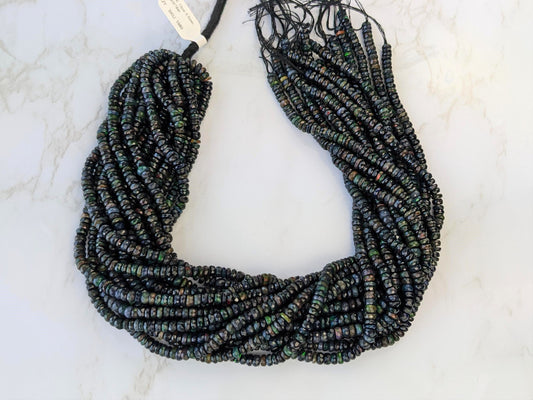 Black Ethiopian Opal 4.5mm Faceted Rondelles