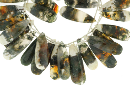 Green Moss Agate 30x12mm Faceted Pear Shaped Briolettes