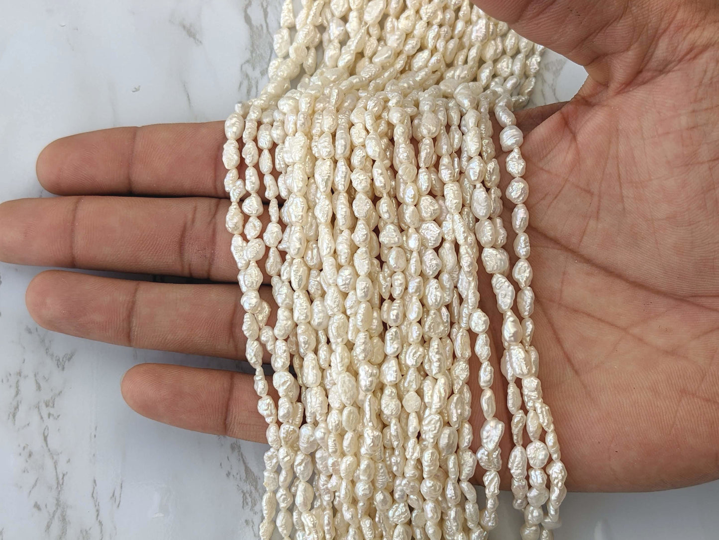 White Freshwater Pearl 7x3mm Biwa Sticks