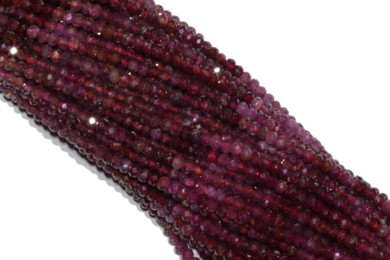 Ombre Ruby 3mm Faceted Rondelles