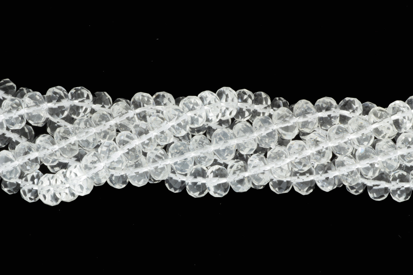 Clear Rock Crystal Quartz 10mm Faceted Rondelles