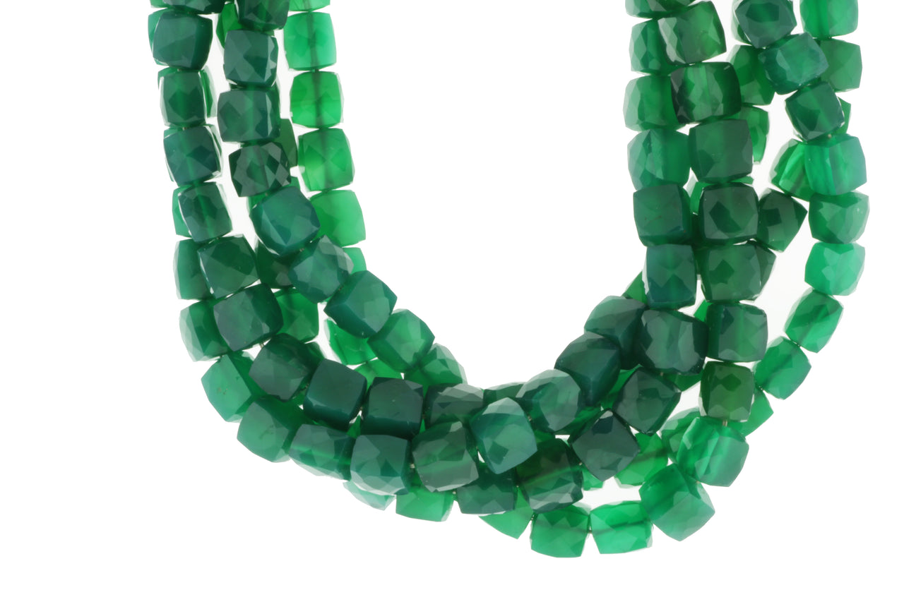 Green Onyx 6mm Faceted Cubes