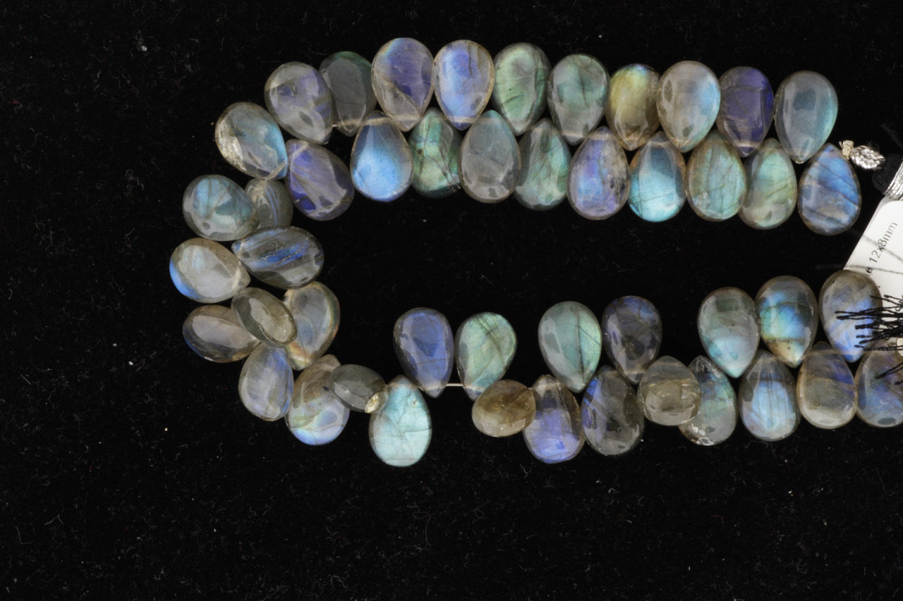 Blue Labradorite 12x8mm Smooth Pear Shaped Briolettes