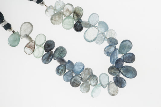 Blue Moss Aquamarine 11x8mm Faceted Pear Shaped Briolettes