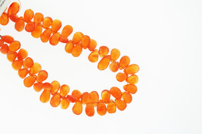 Orange Carnelian 8x6mm Faceted Pear Shaped Briolettes