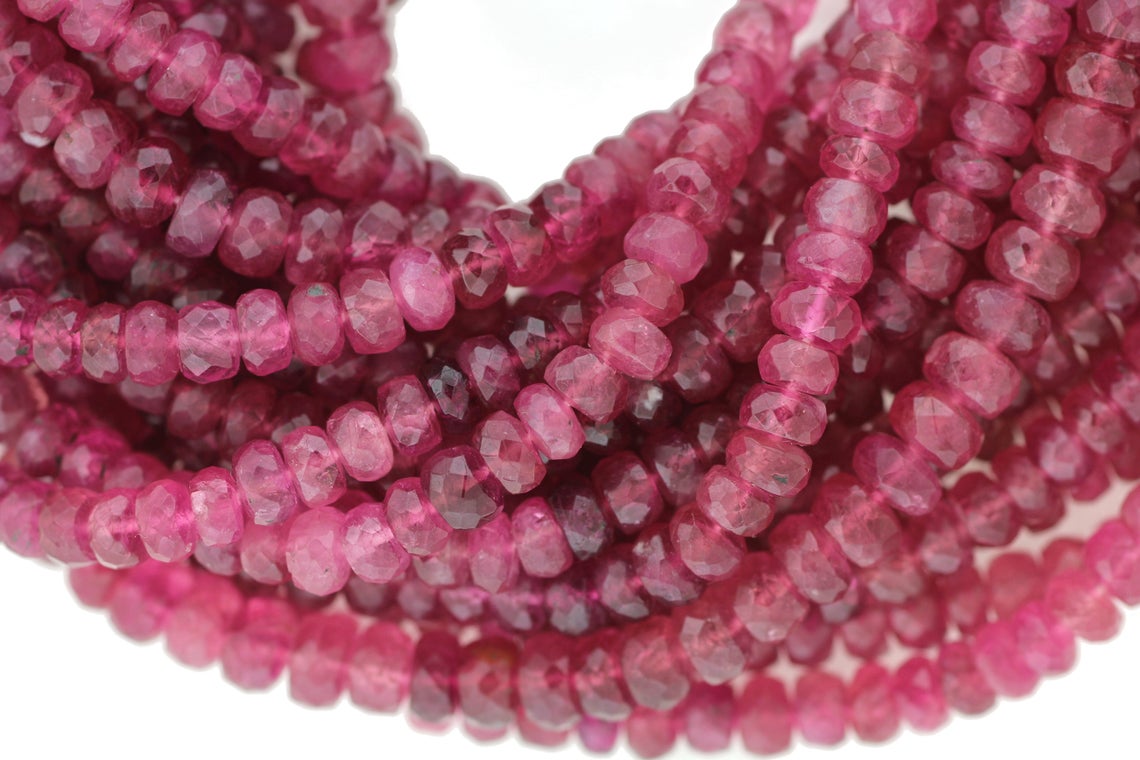 Pink Tourmaline 4.5mm Faceted Rondelles