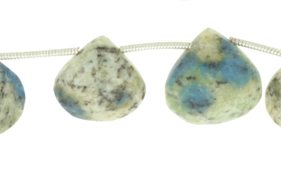 K2 Jasper 12mm Faceted Heart Shaped Briolettes