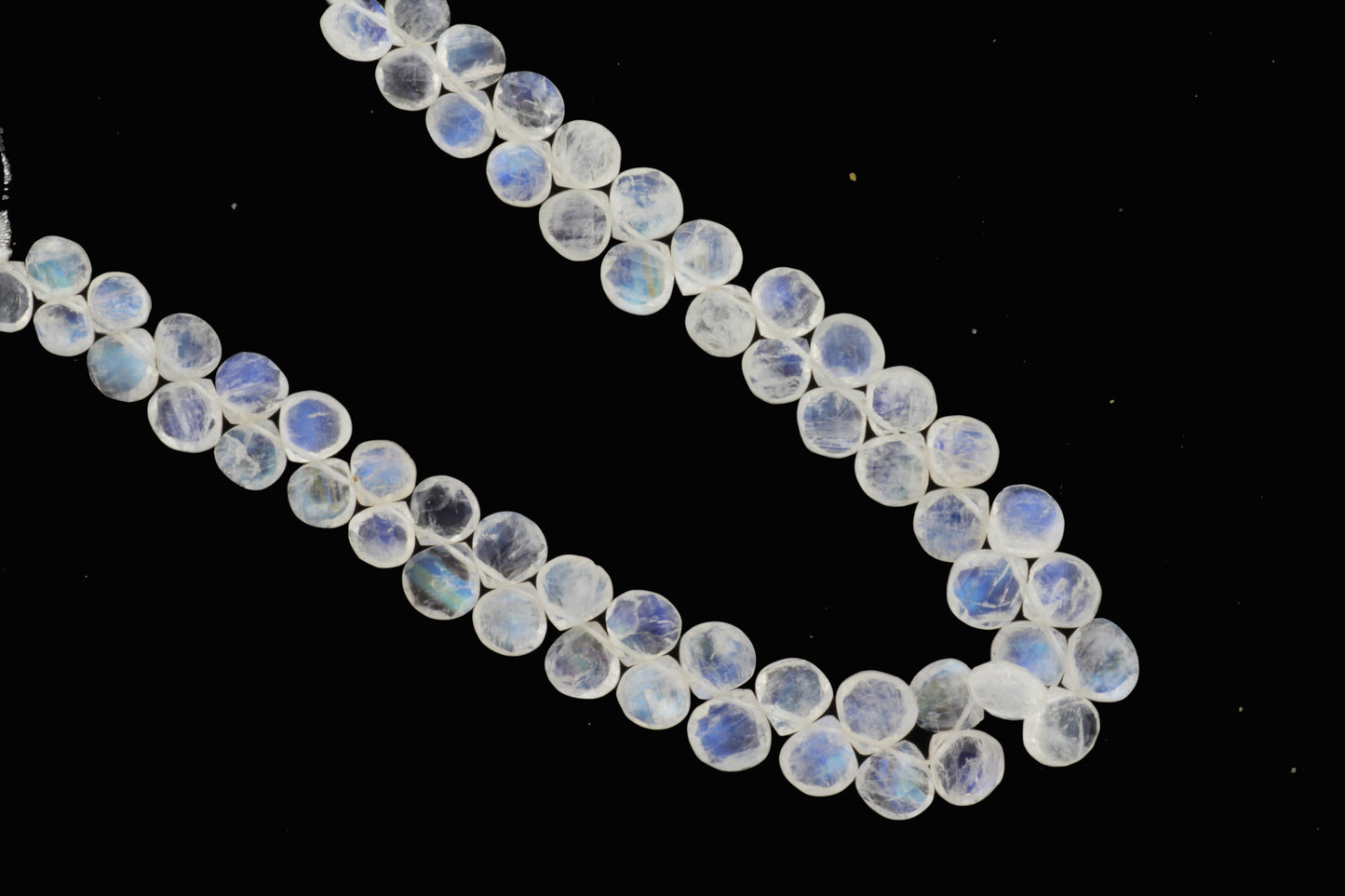 Blue Rainbow Moonstone 7mm Faceted Heart Shaped Briolettes