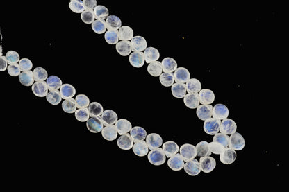 Blue Rainbow Moonstone 7mm Faceted Heart Shaped Briolettes