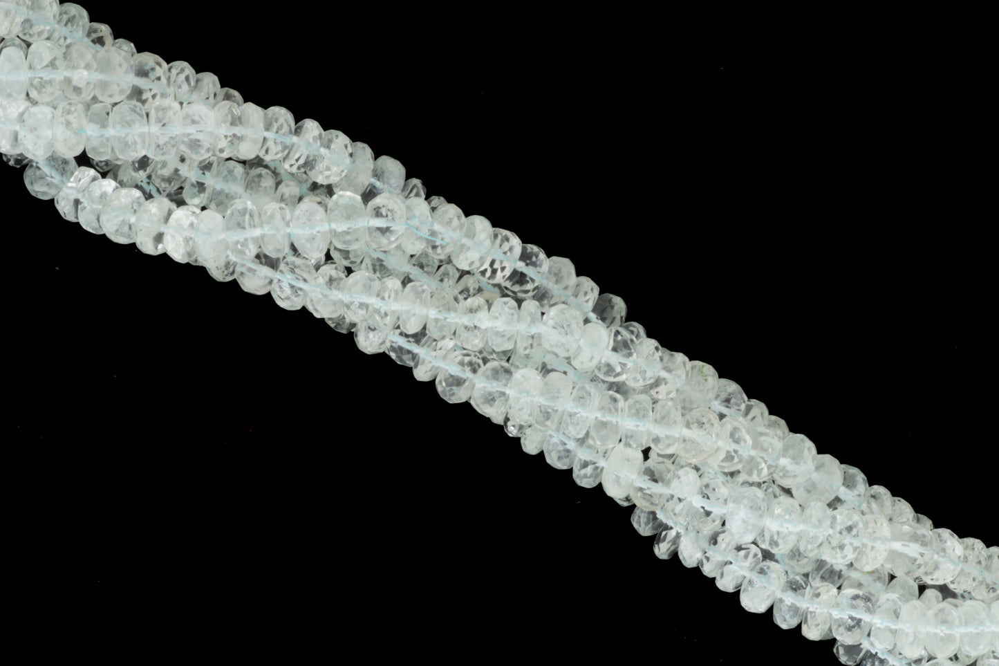 Pale Blue Aquamarine 7mm Faceted Rondelles