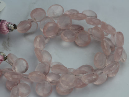Pink Rose Quartz 6mm Faceted Heart Shaped Briolettes Bead Strand