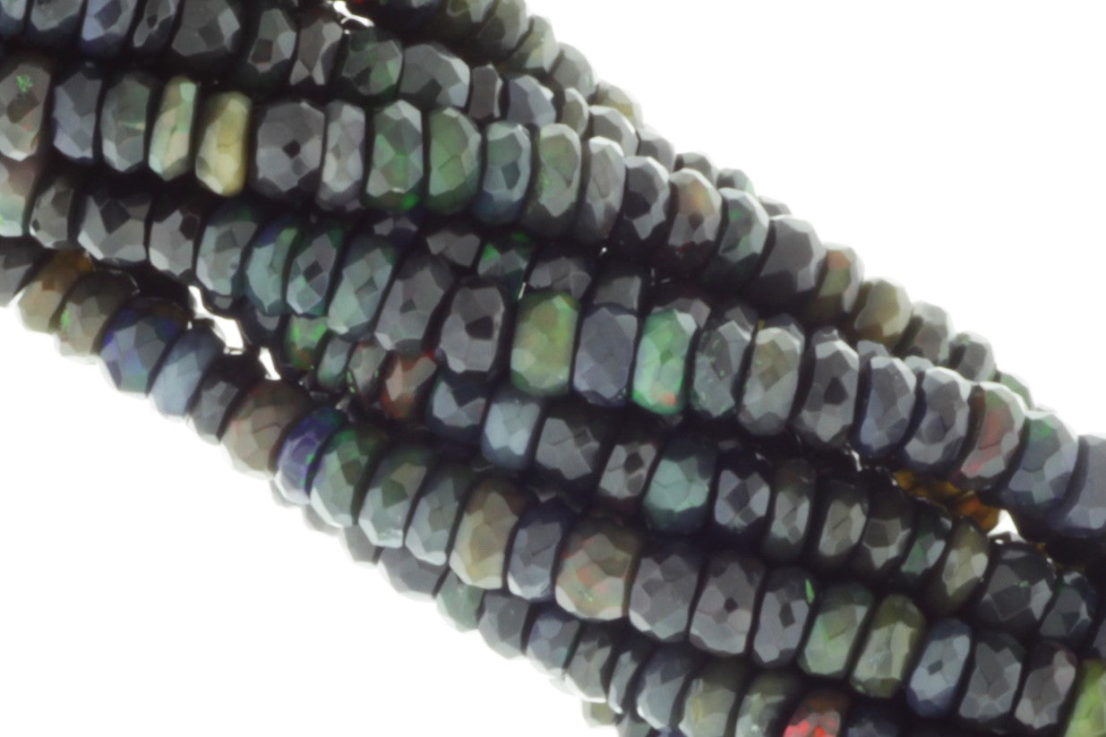 Black Ethiopian Opal 4mm Faceted Rondelles
