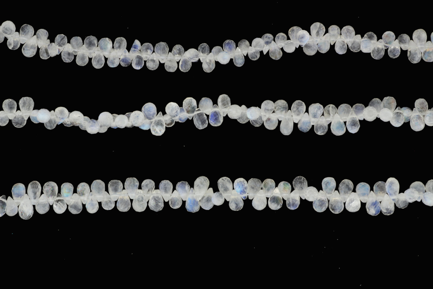 Blue Rainbow Moonstone 7x5mm Faceted Teardrop Briolettes