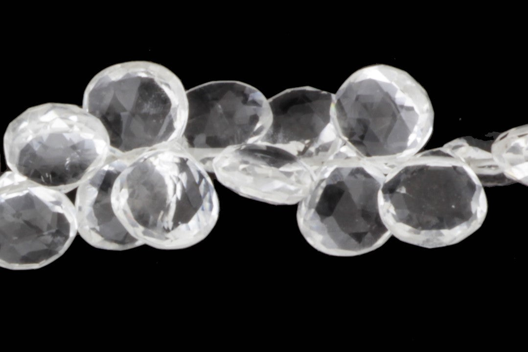 Clear Rock Crystal Quartz 7mm Faceted Heart Shaped Briolettes