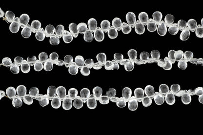 Clear Rock Crystal Quartz 7x5mm Faceted Pear Shaped Briolettes