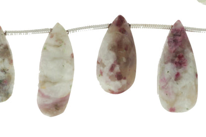 White and Red Ruby Zoisite 16x8mm Faceted Pear Shaped Briolettes
