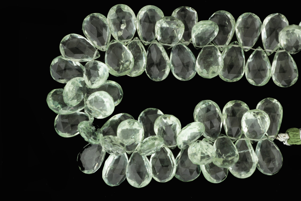 Green Amethyst 16x10mm Faceted Pear Shaped Briolettes