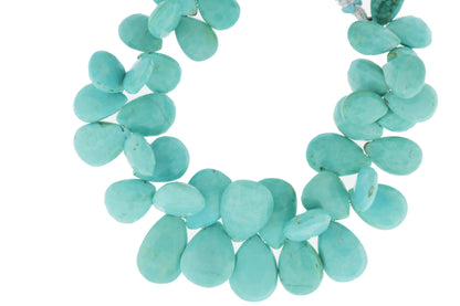 Natural Blue Turquoise 15x12mm Faceted Pear Shaped Briolettes