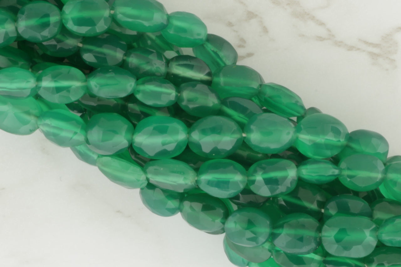 Green Onyx 8x6mm Faceted Ovals