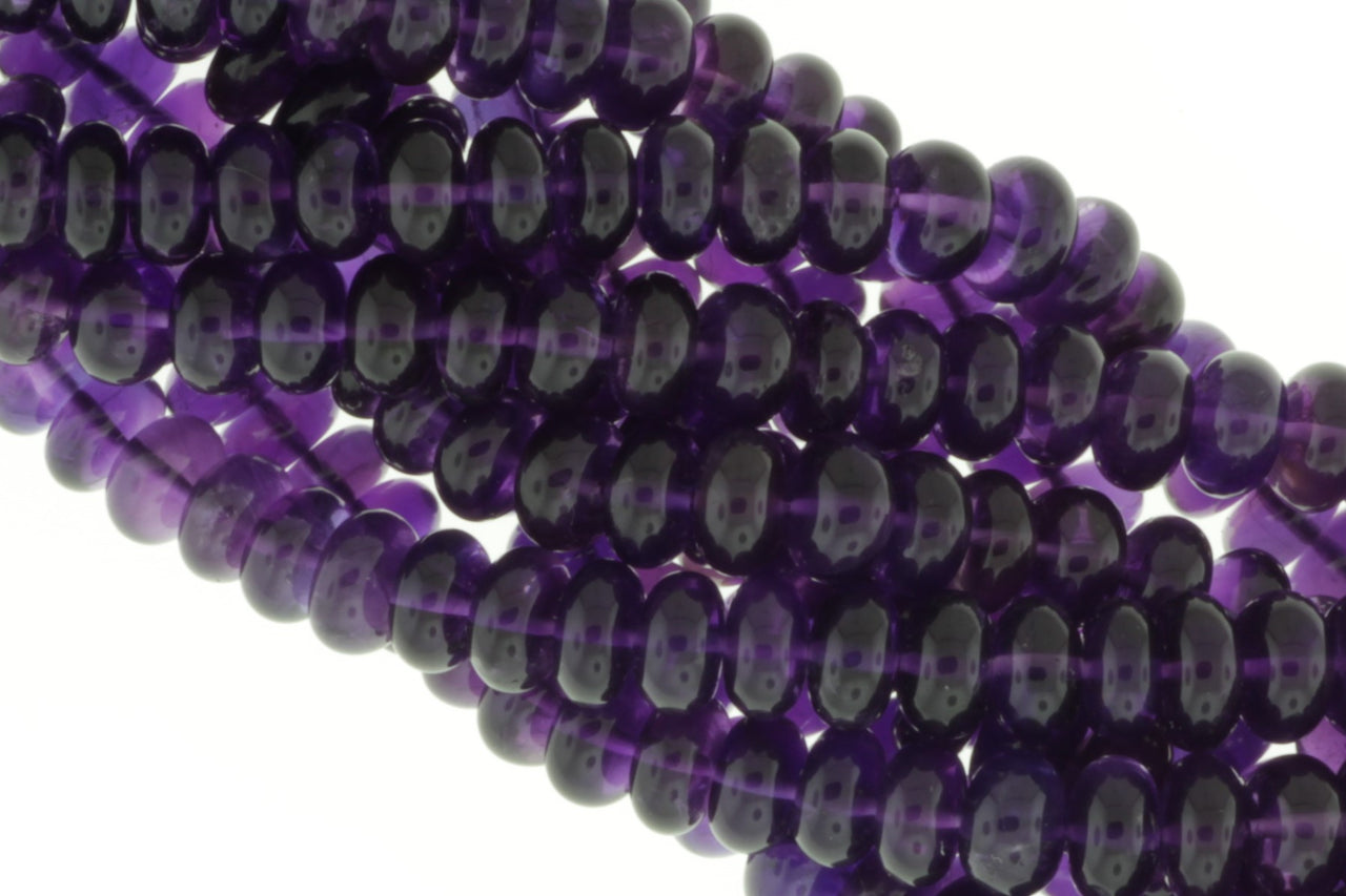 Deep Purple Amethyst 7mm Smooth Rondelles