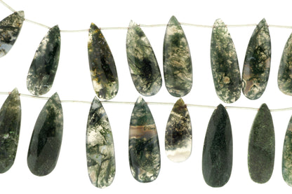 Green Moss Agate 20x10mm Faceted Pear Shaped Briolettes