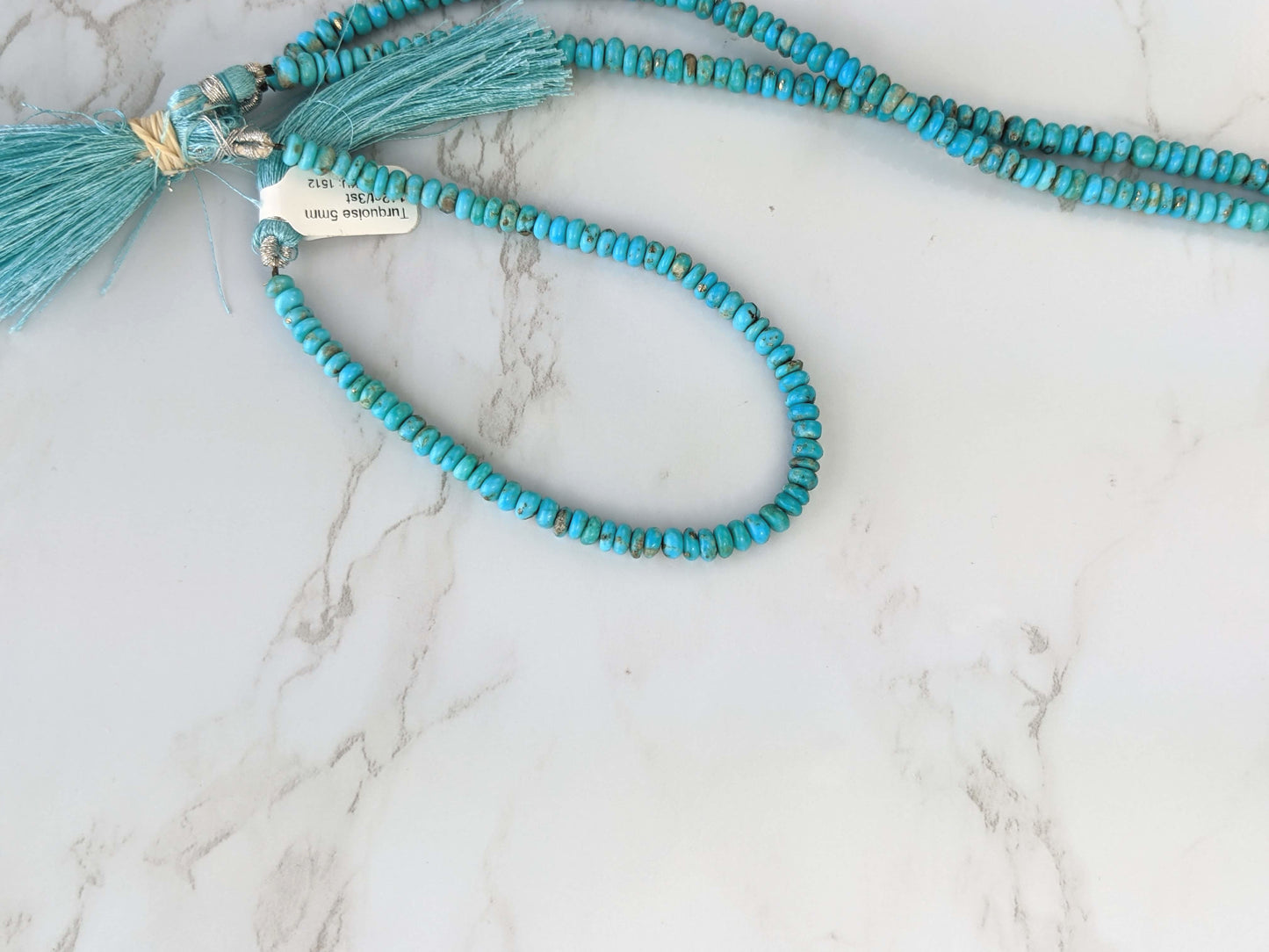 Natural Light Blue Turquoise 5mm Smooth Rondelles